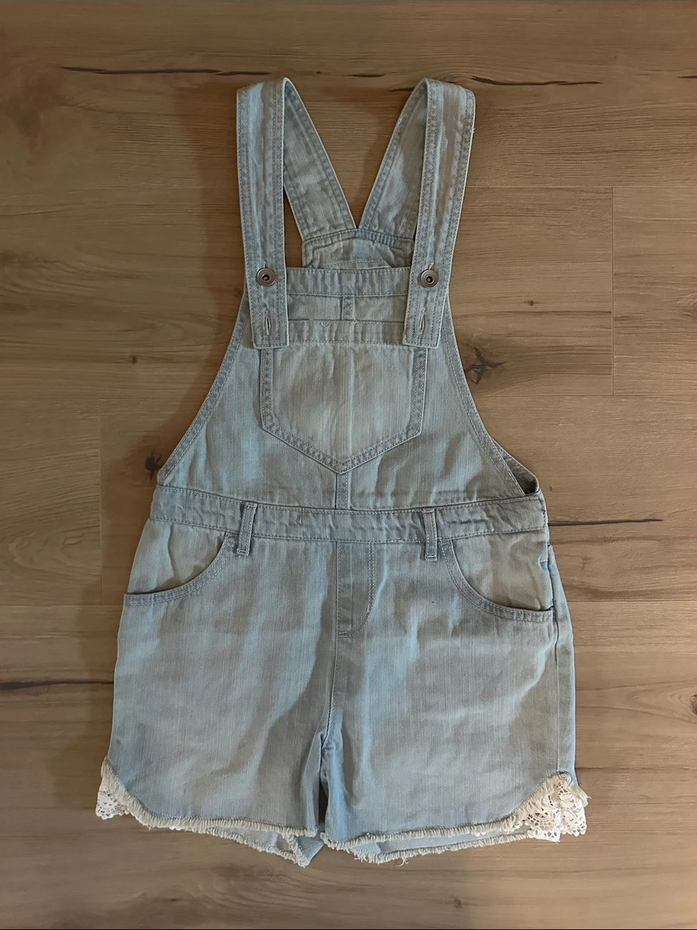 The Children's Place Light Denim Blue Short Overalls Romper